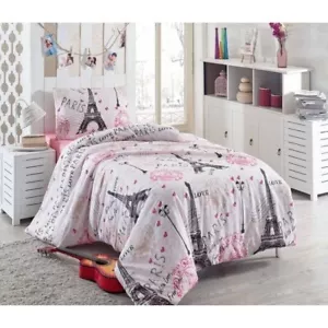 Turkish Made Paris Duvet Cover Set Single Size Pink NEW in Box 3 Pc - Picture 1 of 3