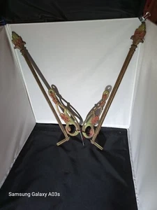 Vintage Victorian Swing Arm Curtain Rods Cast Iron Art Deco/ No Hardware  - Picture 1 of 5