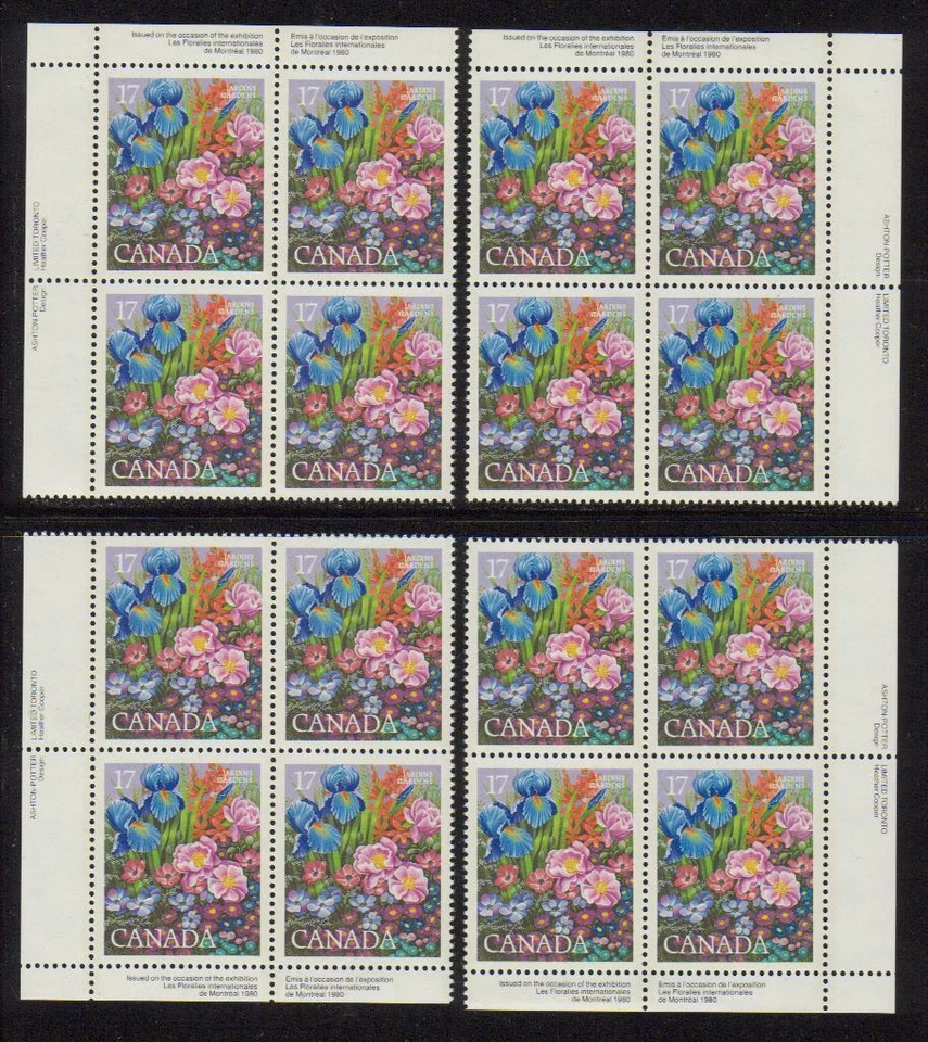 1980 Canada SC# 855 - International Events - Set of 4 Plate Blocks M-NH # 2956 - Image 1 of 1