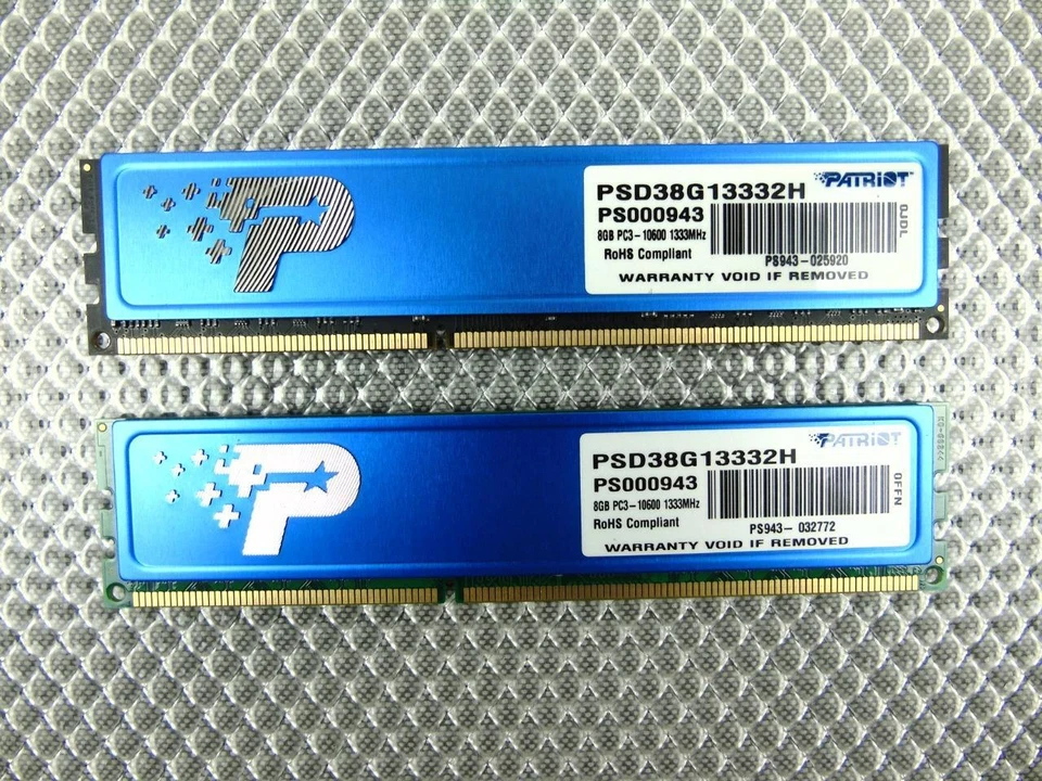 16GB (2 x 8GB) PC3-10600 1333MHz DDR3 Memory - Patriot PSD38G13332H - Image 1 of 4