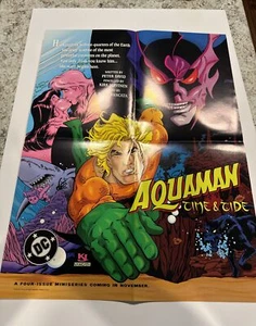 "PÓSTER PROMOCIONAL DC COMICS AQUAMAN TIME AND TIDE 1993 22 X 17""" - Imagen 1 de 6