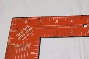 Vintage Great Neck Rafter-Framing 16" X 24" Carpenter Tool XB 650 Orange Metal - Picture 1 of 8