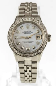 Rolex Ladies Stainless Steel OPDJ 6519 MOP Diamond Dial w/ Diamond Bezel - Picture 1 of 8