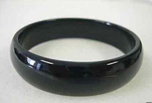 58-60mm Stunning chinese real black agate jade gemstone bangle bracelet - Picture 1 of 6
