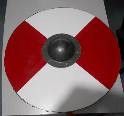 Viking Wooden Shield Steel Boss with Leather strapping, stainless steel edges - Image 1 of 3