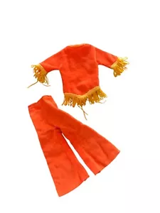 Vintage Barbie: JCPenney Orange Velour Fransen Top & Hose. RAR Druckknopf 1969 - Bild 1 von 5
