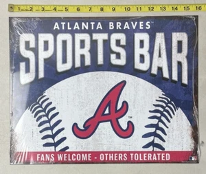 Atlanta Braves Fans Welcome Metal Tin Sign Sports Bar Man Cave Décor 16 X 12.5 - Picture 1 of 4