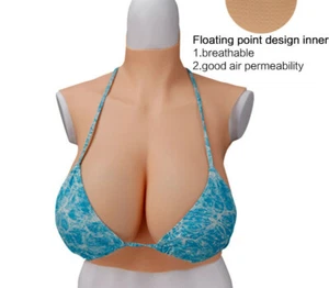 H Cup No Oil Silicone Breast Breastplate For Crossdresser Drag Queen clothes - Picture 1 of 12