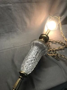 Vintage 70s hanging swag chain lamp Shade Type Crystal Glass Tested Working - Picture 1 of 8