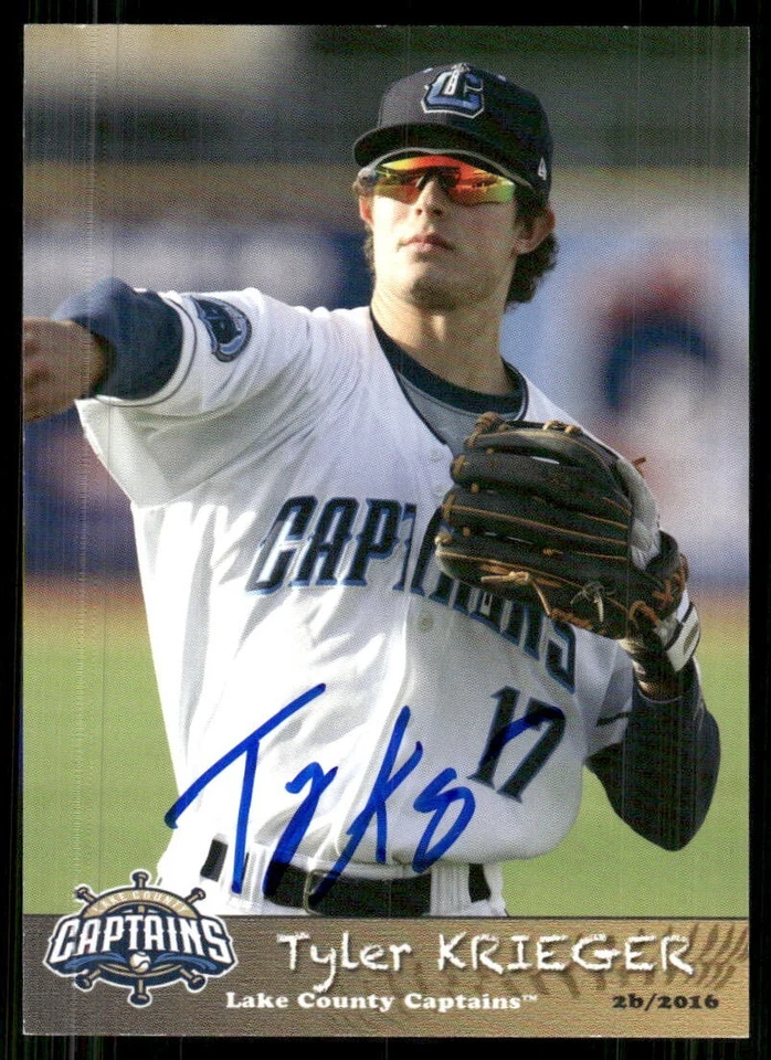2016 Lake County Captains TYLER KRIEGER Signed Card autograph auto INDIANS - Image 1 of 1
