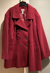 Catherine’s Womens Red Double Breasted Winter Coat W/ Pockets Size 5X - Picture 1 of 10