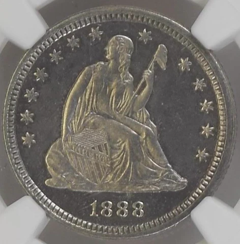 1888 NGC PR62 Mintage 10,001 + 832 Proof 🔴 Lustrous Original✅ Seated Quarter ✅ Cover