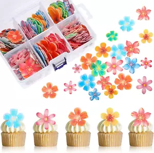 314 Pieces Flowers Cupcake Toppers Wedding Cake Wafer Flowers Cupcake Toppers Bi - Picture 1 of 12