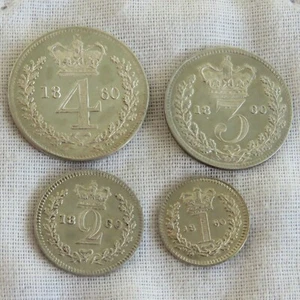 1860 QUEEN VICTORIA YOUNG HEAD 4 COIN MAUNDY SET - Picture 1 of 4