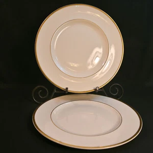 Royal Doulton Set of 2 Dinner Plates 10 3/4" Heather H5089 Gold on Ivory 1998 - Picture 1 of 15