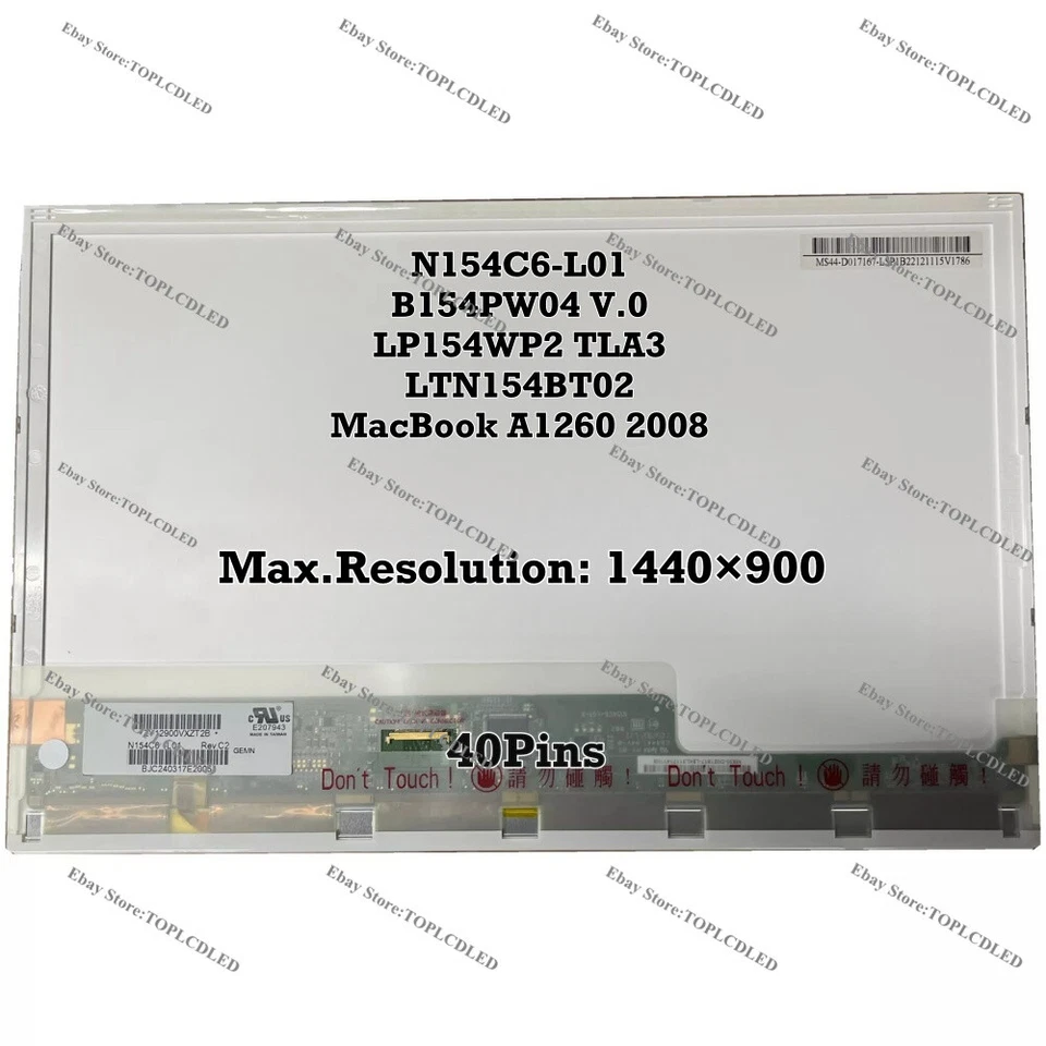 N154C6-L01 B154PW04 V.0 LP154WP2 TLA3 LTN154BT02 For MacBook A1260 2008 Screen - Image 1 of 1