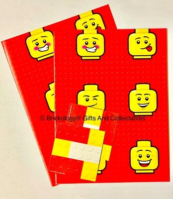 Lego Wrapping Paper Minifigure Heads Brick Studs 2 Sheets 2 Tags With Brick Tags - Image 1 of 4