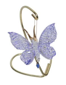 Statuina farfalla pietra nascita vetro settembre cuore blu viola da appendere 2 pz - Foto 1 di 9