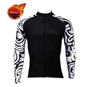 Camiseta deportiva de ciclismo de invierno Zebra para hombre manga larga polar térmica chaqueta de ciclismo top - Imagen 1 de 5