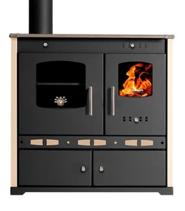 Holzofen P. Eco LUX Ivory - 7.38 kW Gusseisenplatte Kochherd Kaminofen Links - Bild 1 von 6