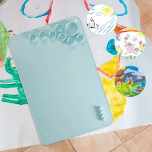 Silicone Painting Mat Children Paint Palette Pad Water Media Mats (Light Blue) - Zdjęcie 1 z 9