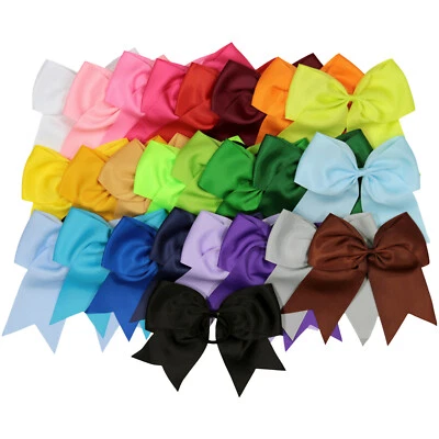 10 surtidos grandes 7" lazo de alegría cola de caballo 3 en cinta niñas lazos para el cabello animadoras Foto 1 de 4