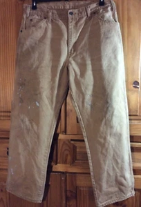 DICKIES Men's 36x30 100% Cotton Relaxed Fit Brown Duck Carpenter Pants GUC - Picture 1 of 5