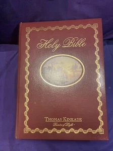 Vintage Beautiful HOLY BIBLE NKJV Featuring THOMAS KINKADE - Foto 1 di 6