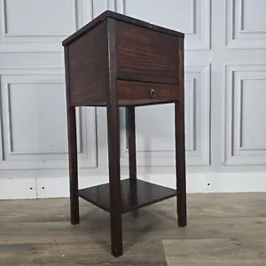 Antique Vintage Art Deco Style Oak Wooden Sewing Box Storage Table - Lift Up Lid - Picture 1 of 24