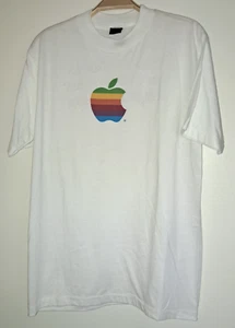 Vtg 1977 Apple Macintosh Computer Rainbow Bite Logo XL T-Shirt Slim Fit - Picture 1 of 6