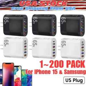 65W Super Fast Charge Wall Charger Adapter 5 USB Port + Type C Charger wholesale - Picture 1 of 15