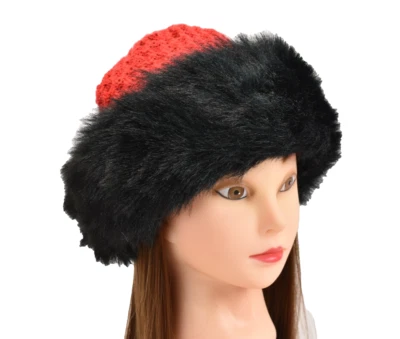Sombrero para mujer Needlepoint by Everitt negro imitación piel ala cosaco invierno pastillero Foto 1 de 4