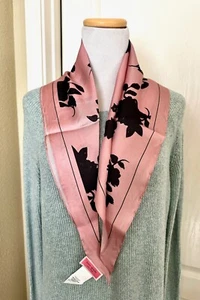 💗Brand NEW💗KATE SPADE 💗NEW YORK Pink Floral Diamond Silk Scarf - Picture 1 of 7