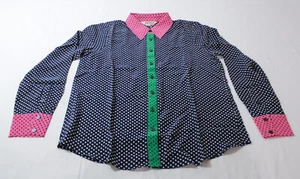 Boden Women's Petite Sienna Silk Shirt CD4 French Navy, Spots Size US:4P UK:8P - Picture 1 of 5