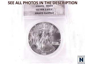 NobleSpirit (ME) 1987 Eagle Silver Dollar ANACS MS69 - Picture 1 of 4
