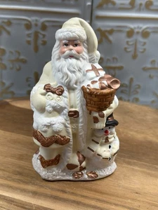 Vintage K’s Collection 5 1/2” Tall Santa And Snowman Figure In White - Picture 1 of 8