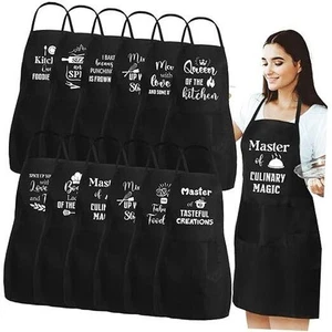12 Stück Schürzen für Frauen mit Taschen Lustig Großpackung Küche Backen Kochen Süß - Bild 1 von 6