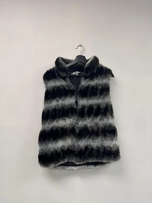 Chaleco Vintage Jennifer Lopez Gris Medio Negro Imitación Piel Sin Mangas Y2K Cuello con Cremallera Foto 1 de 4