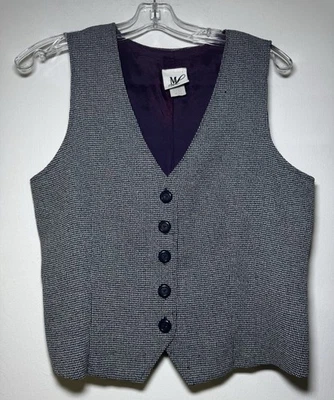 Vintage Maggie Lawrence Vest women's Size Medium Navy Blue/white/grey - Image 1 of 4