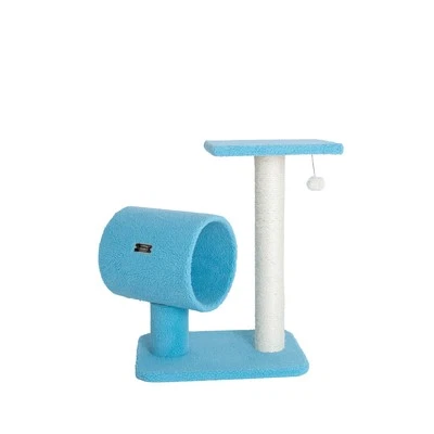 Armarkat sky blue 25" Cat Tree with Scratcher and Tunnel for privacy and hiding, - Image 1 of 4