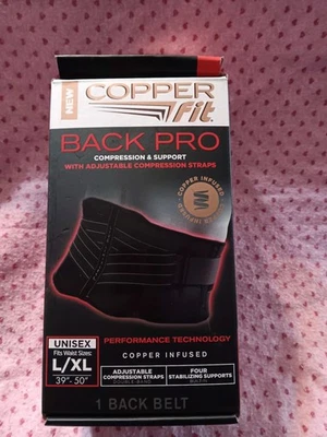 Cinturón de soporte de compresión profesional de ajuste de cobre con correas L/ XL -- 39" - 50" cintura Foto 1 de 4