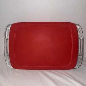 Vintage Pyrex 9x13 Glass Casserole pan with Red Rubber Lid  233-27  3 Qt￼ - Picture 1 of 7