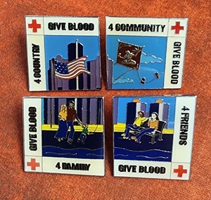 Juego de 4 prendedores de donante de sangre de la Cruz Roja Americana 4 comunidad, amigos, país, familia - Imagen 1 de 2