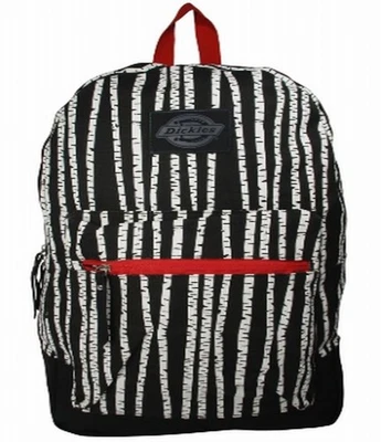 Dickies Black & White Stripe Cotton Canvas Backpack Student School Travel Pack - Image 1 of 3