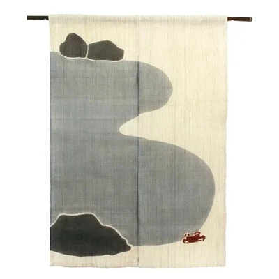 Japanese Linen Long Noren -Traditional Door Shop Curtain Natural Beige Gift - Image 1 of 4