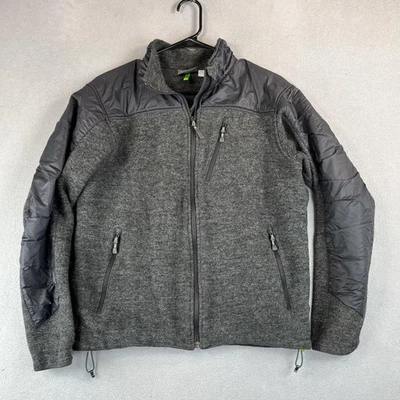 Ibex Jacket Mens Medium Gray Wool Blend Recycled Nylon Trim Full Zip Outdoor USA - Image 1 of 4