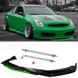 GREEN Front Bumper Lip Spoiler Splitter + Strut Rods For Infiniti G35 G37 Sedan - Picture 1 of 14