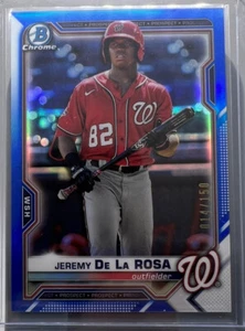 JEREMY DE LA ROSA 2021 Bowman Chrome BLUE REFRACTOR /150 #BCP-248 Nationals - Picture 1 of 3
