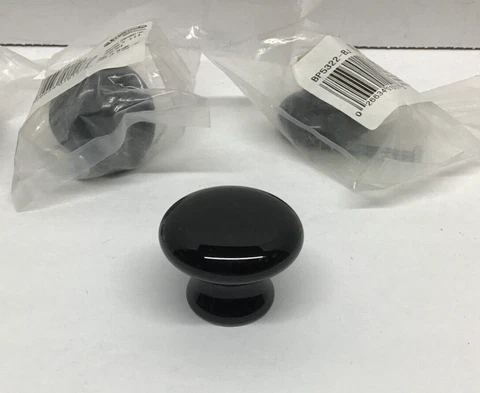 Amerock Allison Vintage Black 1.5 inch Ceramic Cabinet Knob Pulls Set of 4 Cover