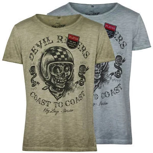 KEY LARGO Herren T-Shirt Shirt Used Waschung Front Print Skull Wappen Design - Bild 1 von 3